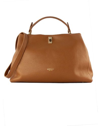 Avenue 67 Grained Soft Leather Bag - Brown