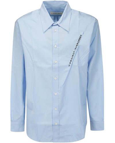 Y. Project Evergreen Pinched Logo Shirt - Blue