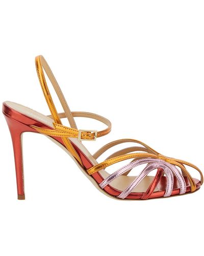 Semicouture Tricolor Mirrored Sandal With Front Cage - Pink
