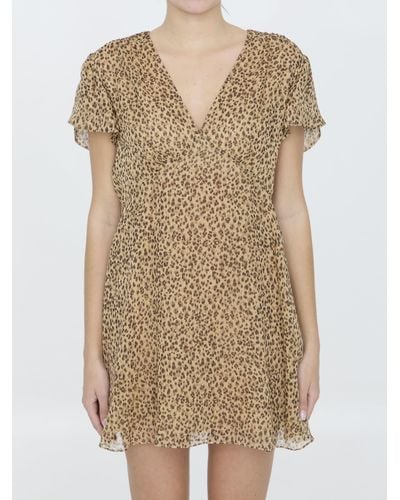 Celine Leopard-print Mini Dress - Natural
