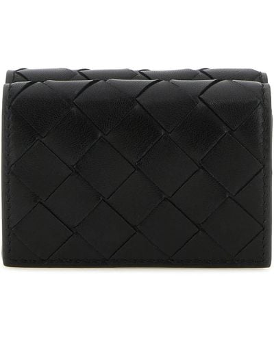 Bottega Veneta Black Leather Tiny Intrecciato Wallet