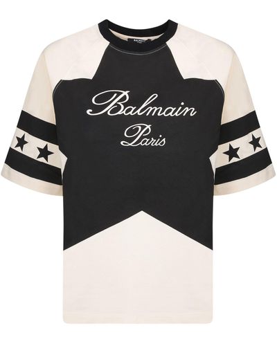 Balmain Cream And Stars T-Shirt - Black