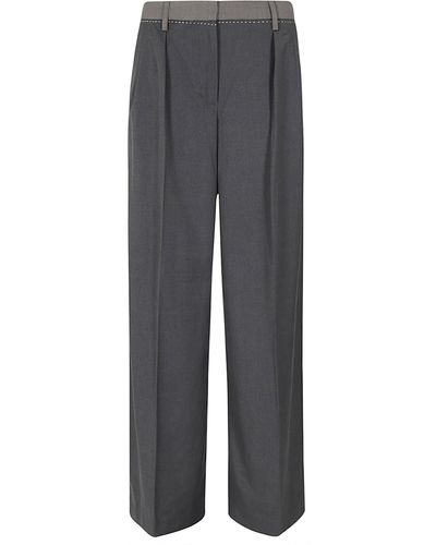 REMAIN Birger Christensen Two Color Wide Pants - Gray