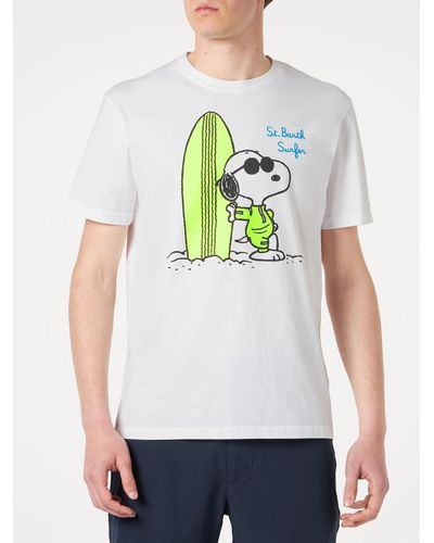 Mc2 Saint Barth Cotton T-Shirt With Surfer Snoopy Print Peanuts Special Edition - Gray
