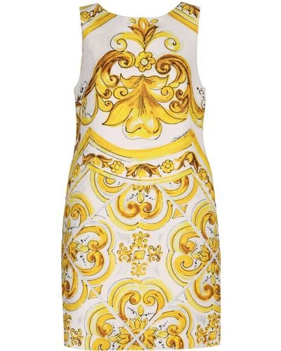 Dolce & Gabbana Brocade Patterned Dress - Yellow