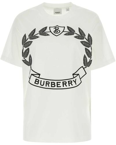Burberry White Cotton Oversize T-shirt - Grey