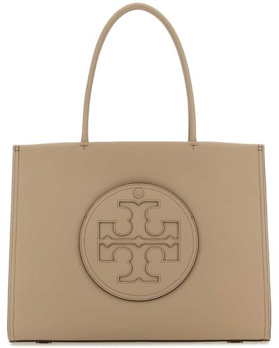 Tory Burch Cappuccino Synthetic Leather Ella Bio Small Shopping Bag - Natural