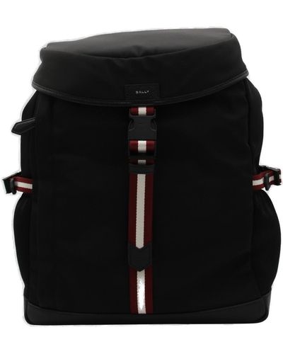 Bally Stripe-detailed Foldover Top Backpack - Black