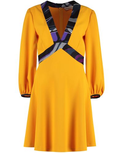 Emilio Pucci Mini Dress With Flame Inserts - Yellow
