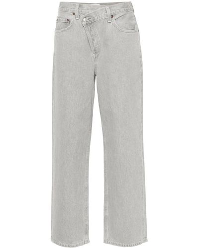 Agolde Criss Cross High-Waist Straight-Leg Jeans - Grey