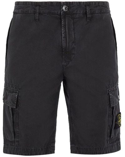 Stone Island Logo Patch Cargo Shorts Shorts - Black