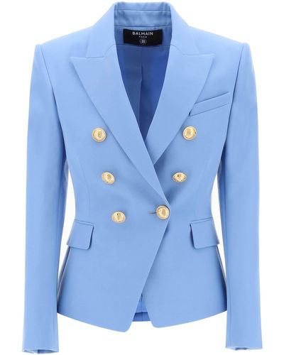 Balmain Fitted Double-breasted Jacket - Blue