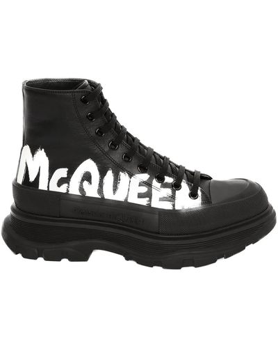 Alexander McQueen And White Tread Slick Ankle Boots - Black