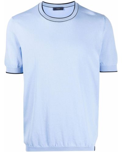 Fay T-shirt In Light Blue Cotton Knit