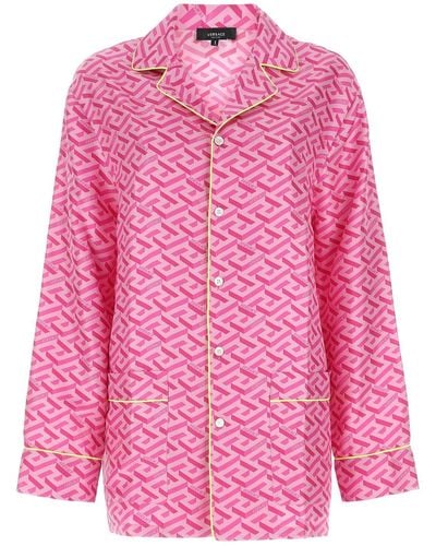 Versace Printed Satin Pijama Shirt - Pink