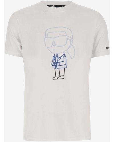 Karl Lagerfeld Stretch Cotton T-Shirt With Logo - White