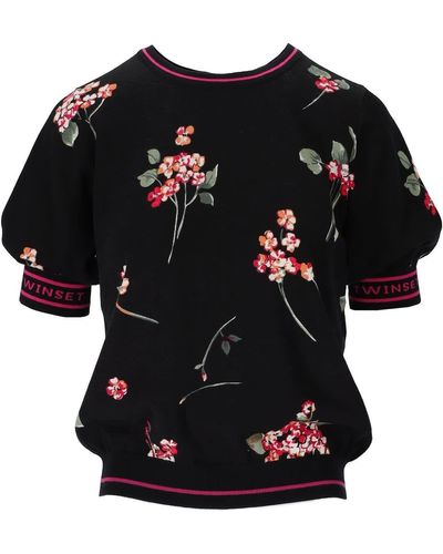 Twin Set Bouquet Black Short-sleeved Sweater