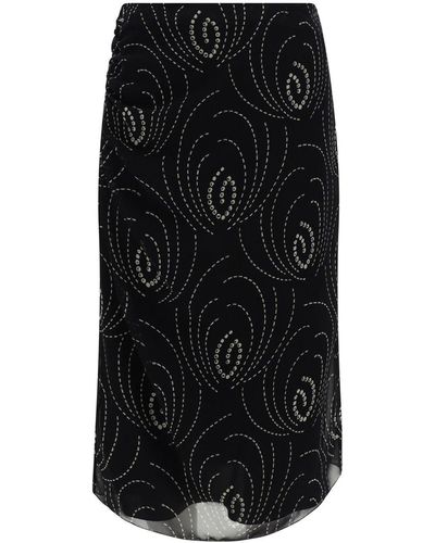 Prada All-Over Geometric Patterned Midi Skirt - Black