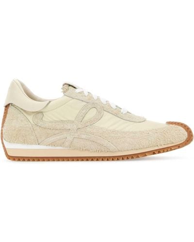Loewe Flow Runner Leather-trimmed Brushed-suede And Nylon Sneakers - White
