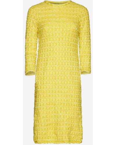 Balenciaga Wool-Blend Boucle Dress - Yellow