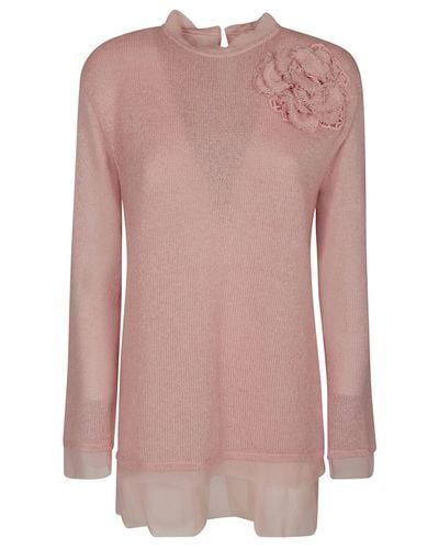 Ermanno Scervino Floral Applique Knit Jumper - Pink