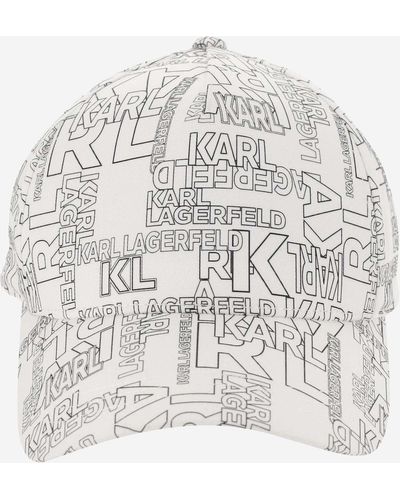 Karl Lagerfeld Cotton Blend Baseball Cap With Logo - White