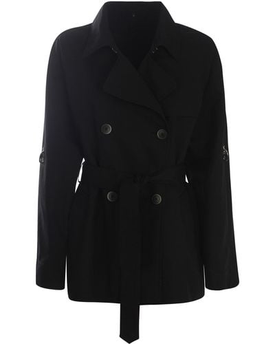Fay Trench Coat Made Of Cotton Twill - Black