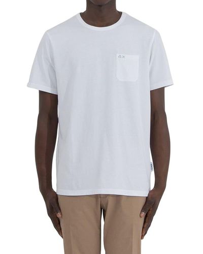 Sun 68 Sun68 T-shirt Round Solid Pocket - White