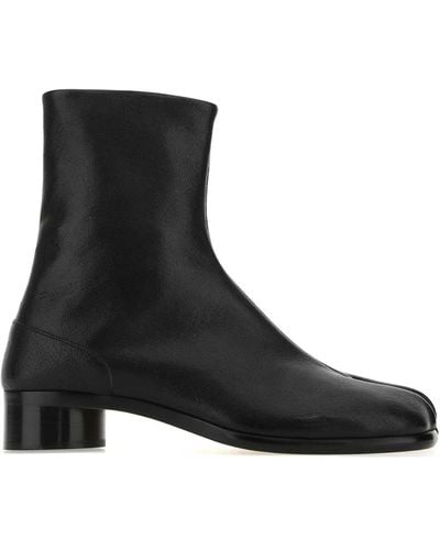 Maison Margiela Leather Tabi Ankle Boots - Black