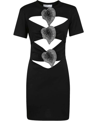 GIUSEPPE DI MORABITO Cut-Out Detail Crystal Embellished T-Shirt Dress - Black