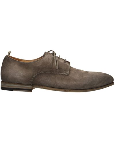 Officine Creative Lace Up Shoes In Taupe Suede - Brown