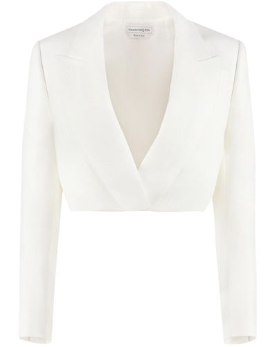 Alexander McQueen Wool Single-breasted Blazer - White