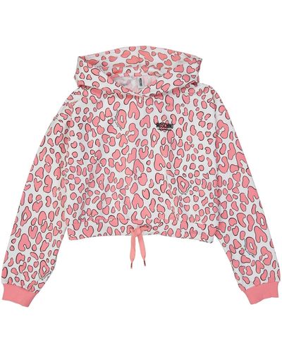 Moschino Print Cropped Hoodie - Red