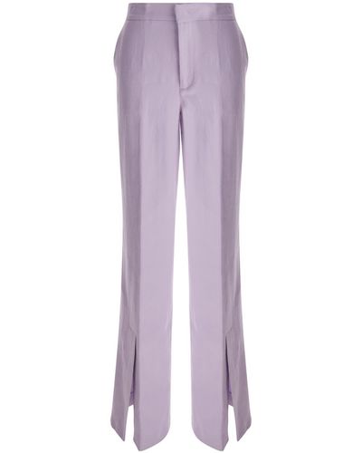 Twin Set Lilac Tailored Pants With Slit - Purple