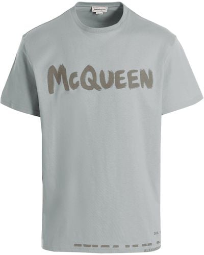 Alexander McQueen T-shirt Stampa Logo - Gray