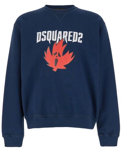 DSquared² Crewneck Sweatshirt With Screaming Maple - Blue