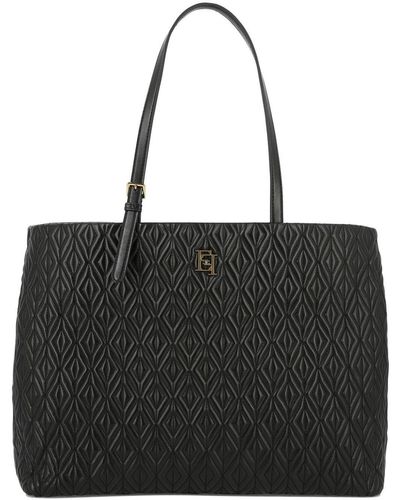 Elisabetta Franchi Quilted Shopping Bag - Black