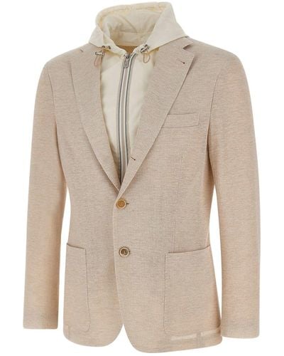 Eleventy Linen And Cotton Jacket - Natural