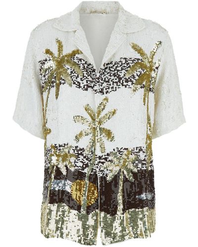 P.A.R.O.S.H. Sequins Shirt With Palme Print - Gray