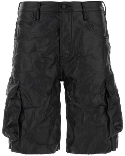 Purple Brand Stretch Synthetic Leather P022 Bermuda Shorts - Black