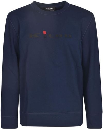 Kiton Chest Logo Ribbed Sweatshirt - Blue