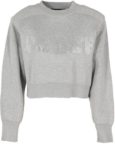 ROTATE BIRGER CHRISTENSEN Firm Knit Cropped Sweater - Gray