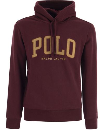Polo Ralph Lauren Rl Sweatshirt With Hood And Logo - Purple