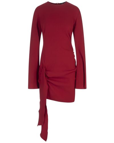 Blumarine Short Dress With Long Sleeves And Bow Detail - Red