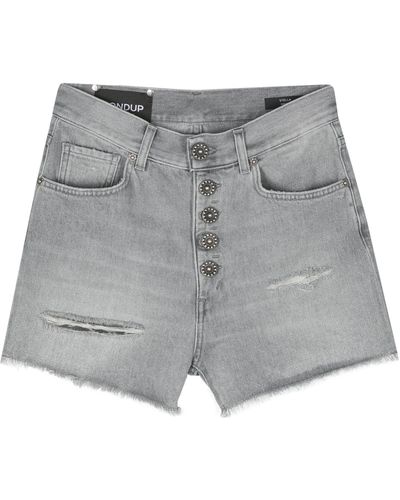 Dondup Light Gray Cotton Denim Shorts