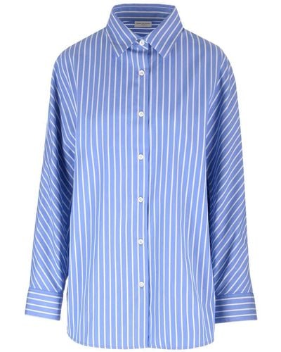 Dries Van Noten Striped Button-Up Shirt - Blue