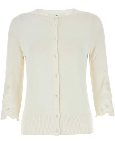 Ermanno Scervino Ivory Viscose Blend Cardigan - White