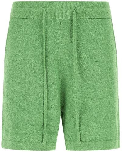 Nanushka Stretch Terry Fabric Bermuda Shorts - Green