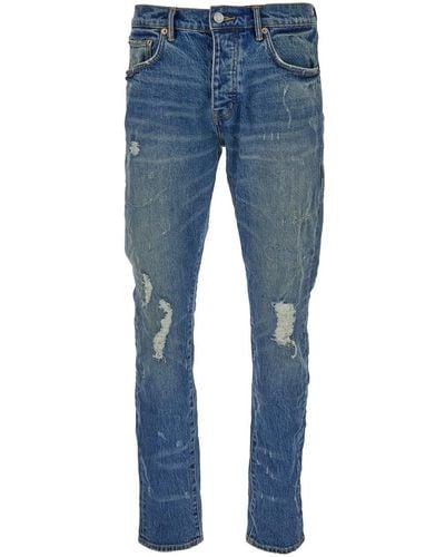 Purple Brand Skinny Jeans With Rips - Blue