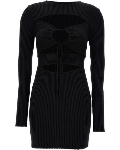 ANDREADAMO Ribbed Knit Mini Dress - Black